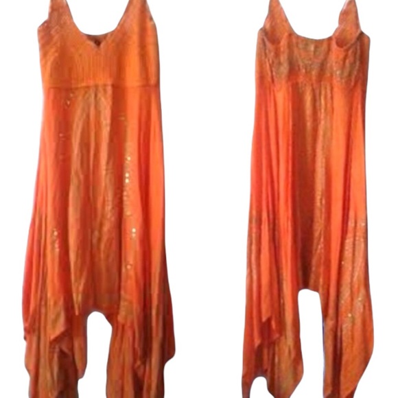 DIVA Collection Dress M EUC Boho Crochet Sparkly Asymmetrical Spring Break - Picture 6 of 16